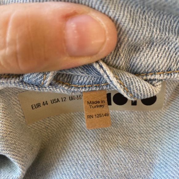 TopShop Moto Light Blue Denim Jacket 12 US - Picture 11 of 14